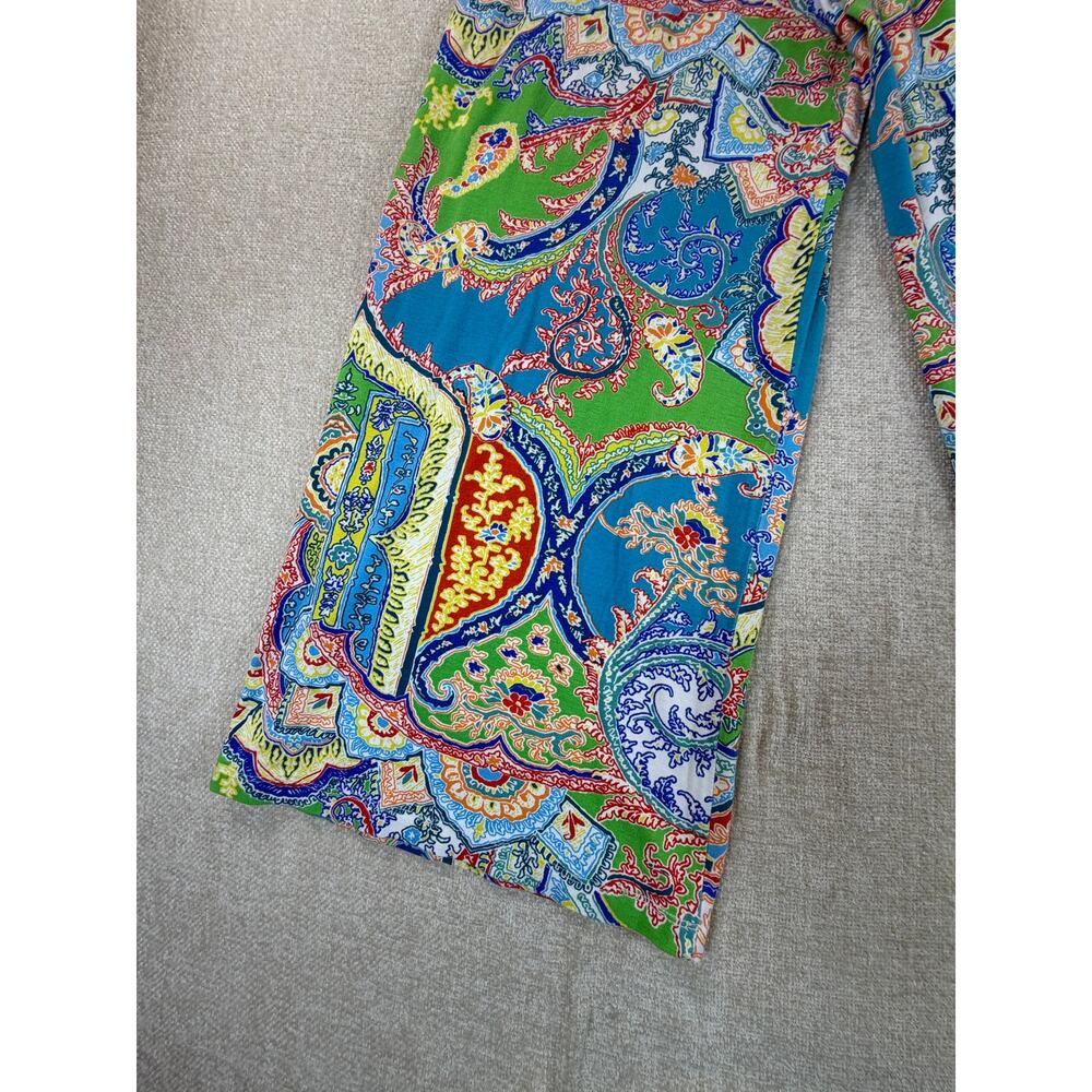 Lauren Ralph Lauren Womens Large Blue Floral Paisley Wide Leg Palazzo Pants Boho - Picture 10 of 10